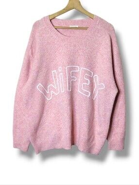 And The Why Pink Cozy Wifey Heart Sweater Size 2X-3X